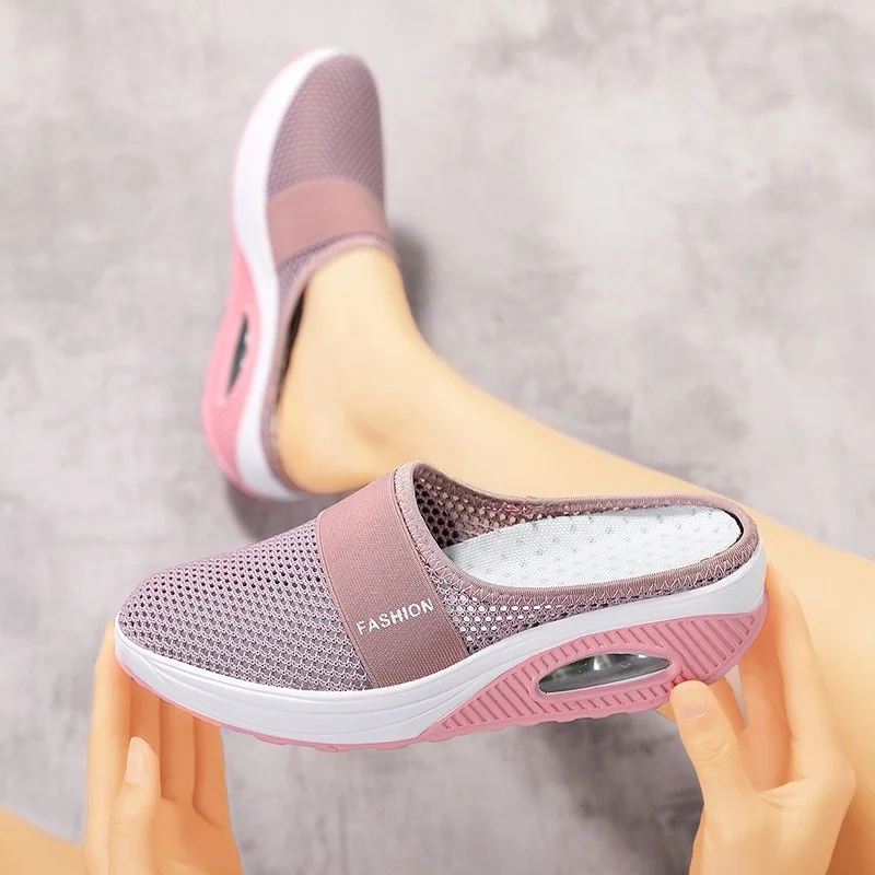 

2022 Women Mesh Lightweight Shoes Woman Slippers Wedge Shoes Female Air Cushion Sandals Thick Bottem Omen Sneakers Plus Size 43