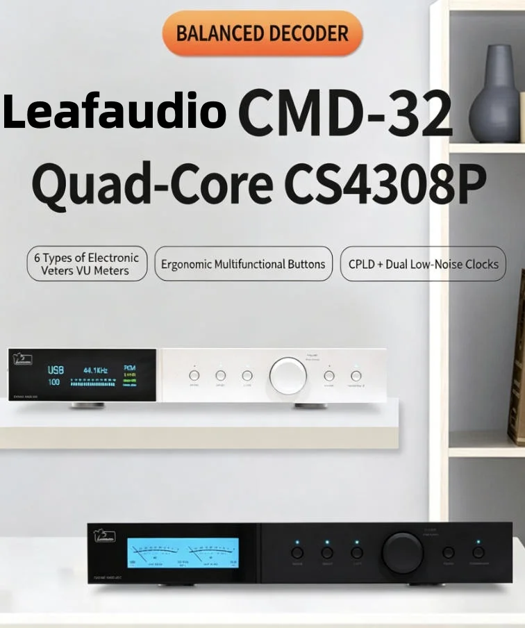 Фото Leafaudio CMD32 Quad-Core CS4308P Черный аудиофильский декодер с VU-метром для Hi-Fi музыкальных стримеров №2