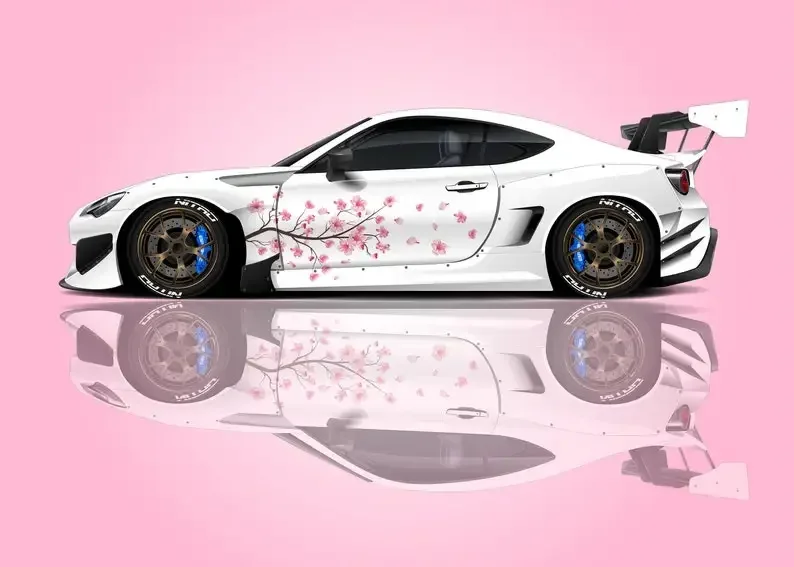 Сакура Cherry Blossom Livery виниловая пленка с боковой стороны автомобиля в японской
