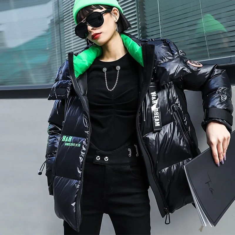 Winter Bright Down Jacket Women Fashion Brand 2022 New Short Hooded Disposable Trend Thick Warm White Duck Down Coats Female