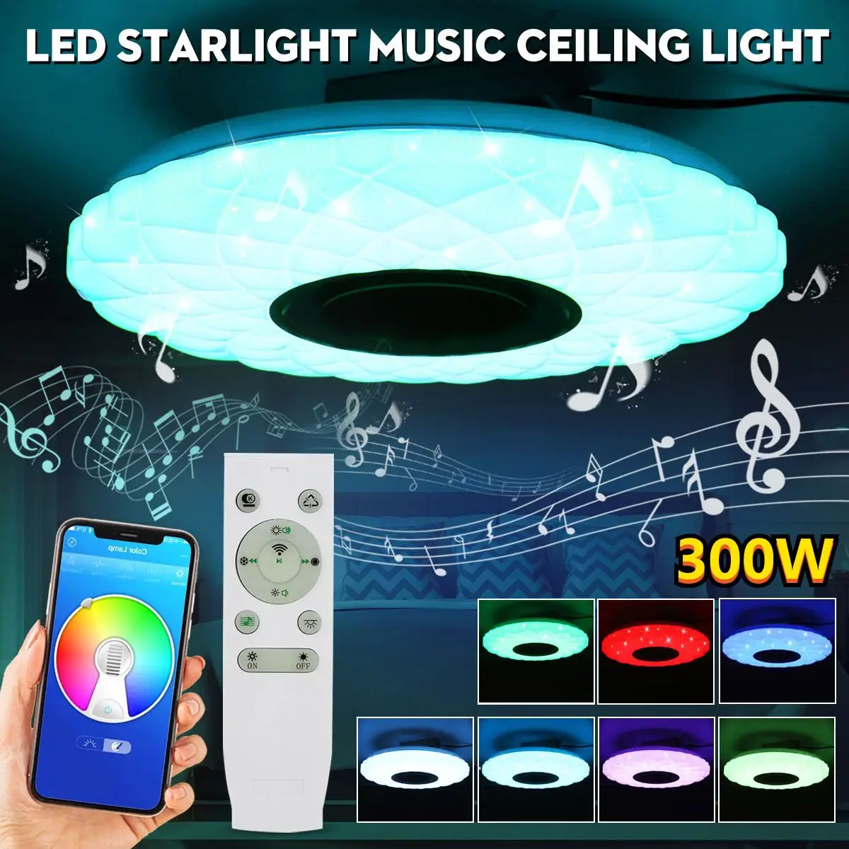 

Диммируемая музыкальная потолочная лампа RGB 38 см с дистанционным управлением и управлением через приложение