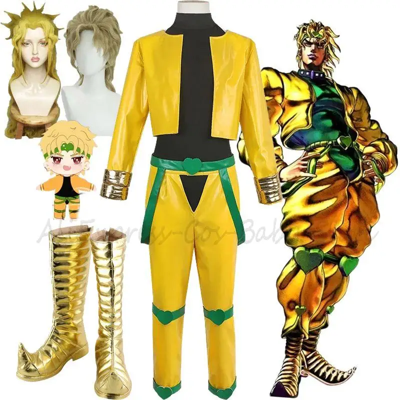 

Женский костюм бренди ди Дио из аниме «Необычные Приключения Джо», костюм цвета желтого золота для косплея, обувь с париками