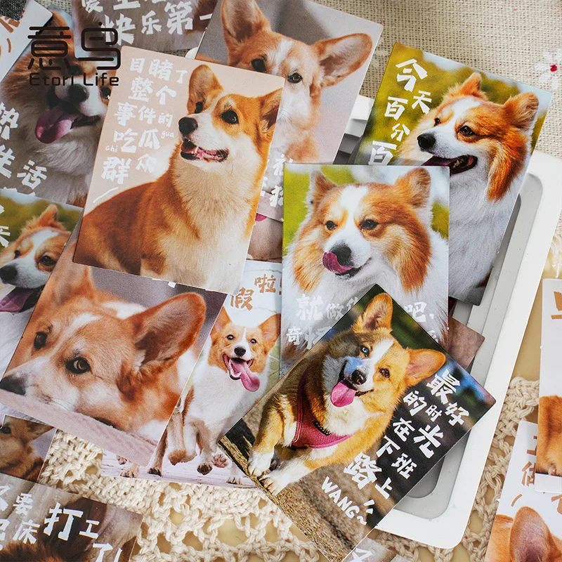 

30pcs/box Kawaii Puppy Text Series Box Creative Cartoon Cute Cute Pet Animal Hand Account DIY Stationery Decorative Stickers