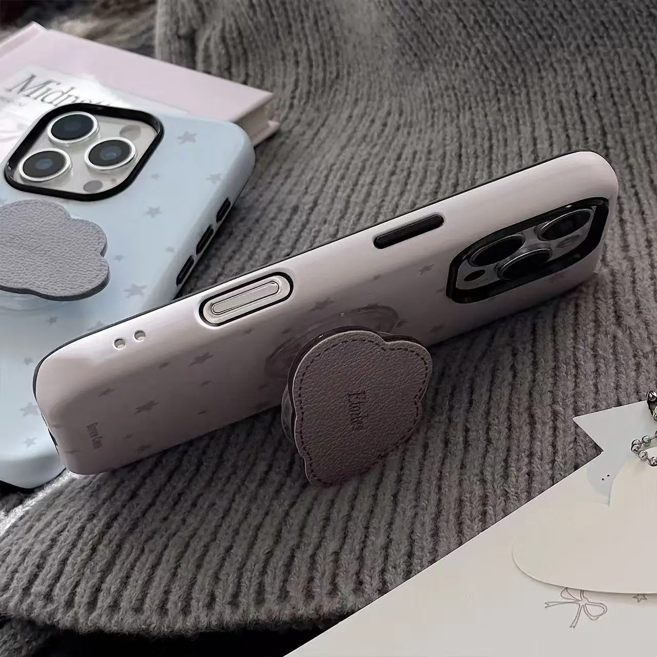 Фото Простой и премиальный чехол для телефона с держателем Star Cloud, подходит для iPhone 16 Pro Max 15 14 13 12 11, чехол для телефона, устойчивый к царапинам и №4