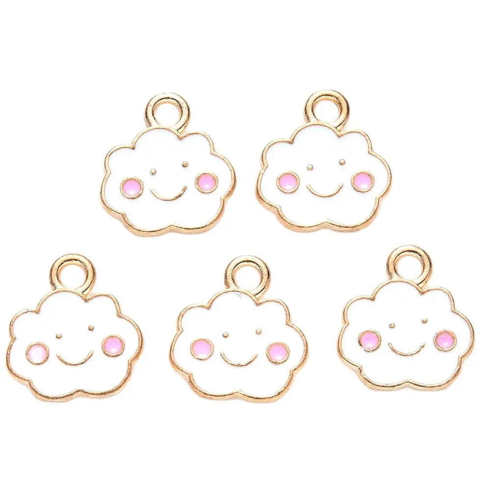

10pcs Enamel Cute Charms Pendant for Jewelry Making Moon Cloud Rainbow Alloy Metal Charms Earrings Bracelet Accesories