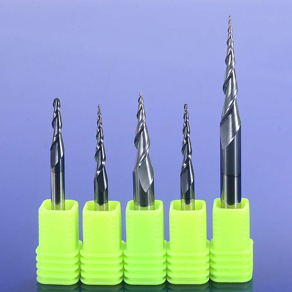 

1Pcs Ball Nose Tapered EndMills 3.175/4/6/8mm Solid Carbide CNC Router Bits Taper Milling Tools 2 Flute Wood Milling Cutter