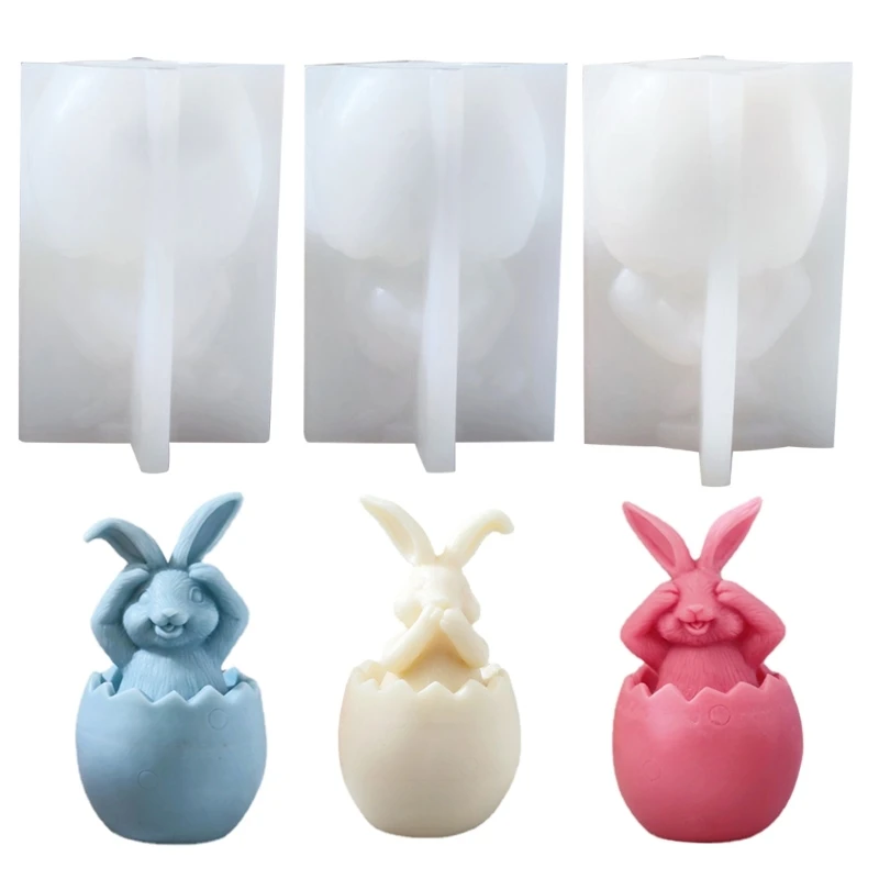 

R3MC 3D Silicone Mold Long-Eared Egg Rabbit Candle Mold Reusable Mold