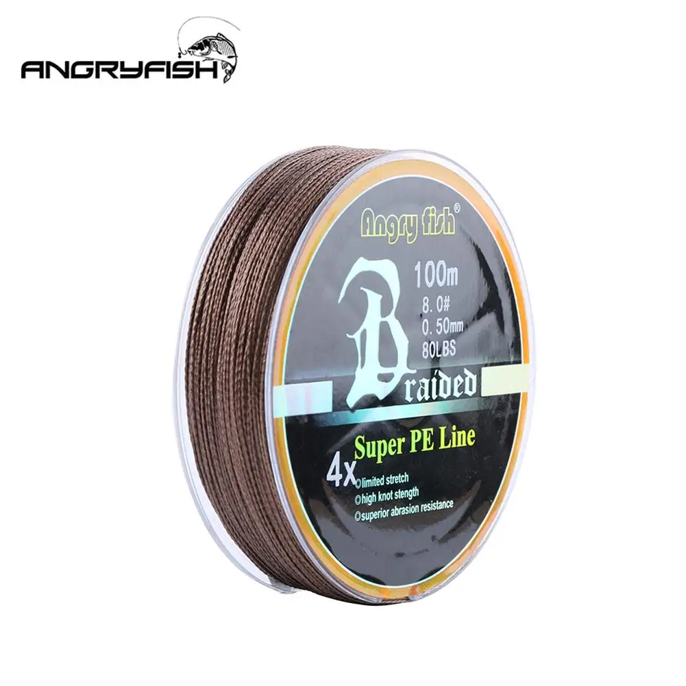 

2023 Hot ANGRYFISH Diominate PE Line 4 Strands Braided 100m/109yds Super Strong Fishing Line 10LB-80LB Brown Dropship