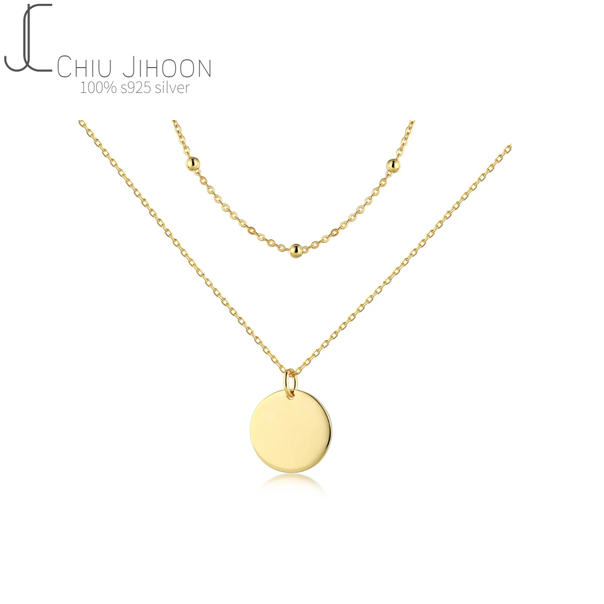 

Женское ожерелье из серебра S925 пробы, классическое блестящее круглое колье в виде карты, двухслойная цепочка до ключиц, для подарка