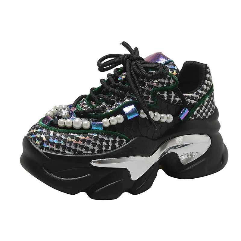 

Кроссовки женские на платформе 8 см, массивная повседневная спортивная обувь, Вулканизированная подошва, Модные Цветные