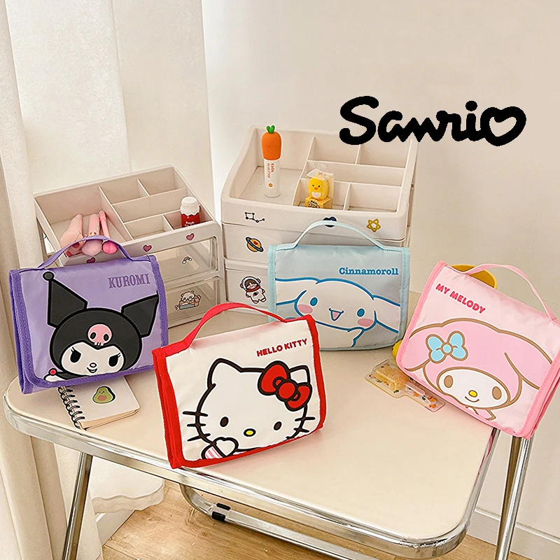 

Аниме Kawaii Sanrio, Hello Kitty косметичка Kuromi Cinnamoroll My Melody большая емкость Складная портативная дорожная сумка для хранения