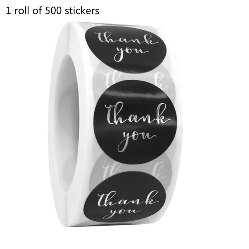 

500pcs Thank You Stickers Gold Silver Foil Seal Label for Small Shop Wedding Envelope Stationery Sticker