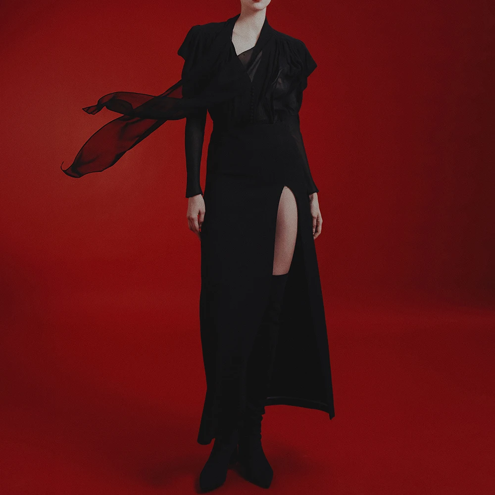 TWOTWINSTYLE однотонная свободная блузка со складками и темпераментом для женщин