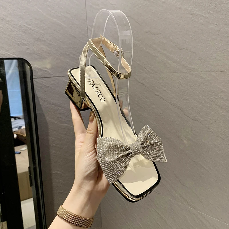 

4.5CM High Heels 2022 Summer Slingback Sandals and Slippers Women's Shoes Sandals Thick Square Root Women's High Heels