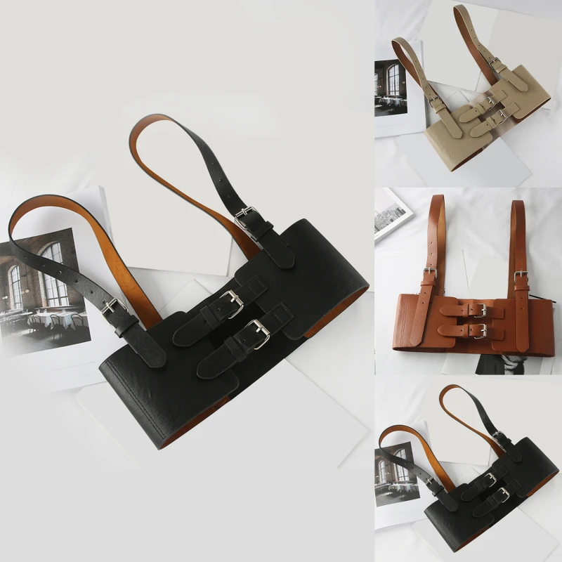 

Gothic Punk Belt Chain Wide Strap Suspender PU Leather Back Cross Buckle Heart Corset Girdle Accessories Women