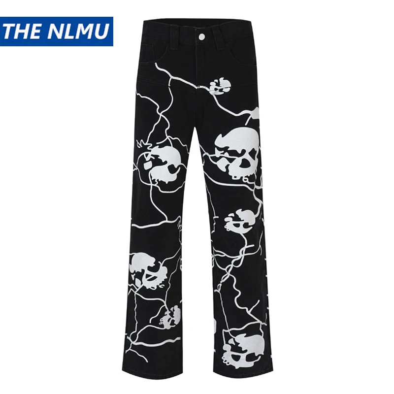 2023 Men Hip Hop Baggy Pants Jeans Streetwear skull Printing Denim Pants Harajuku Joggers Jeans Trousers Pants