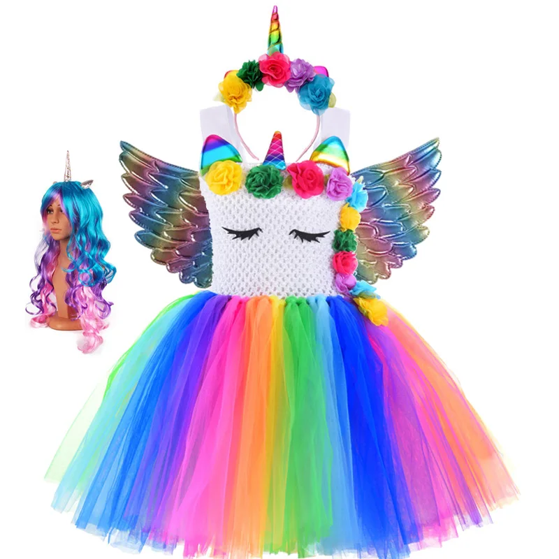 Пурим Единорог Платье для девочек платье в радужную детская Рождественская