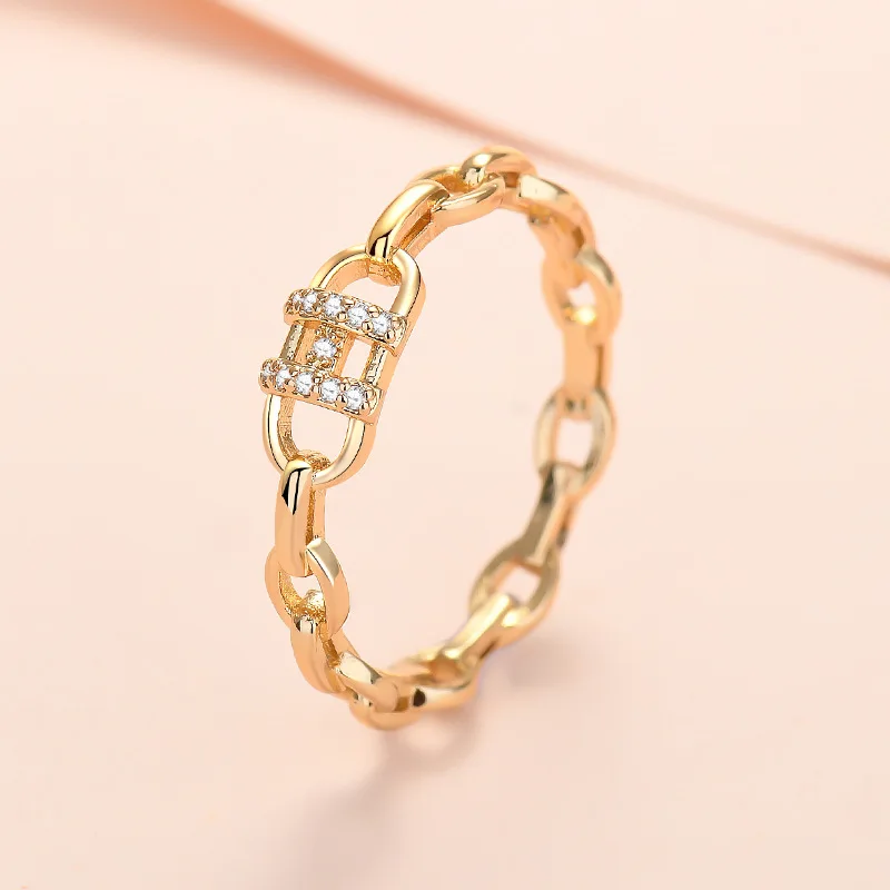 

New 2022 Designer H Link Chain Ring With Inlaid Tail Ring