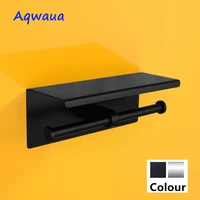aqwaua toilet paper holder wall mounted double roll sus304 stainless steel high quality black chrome bathroom accessories