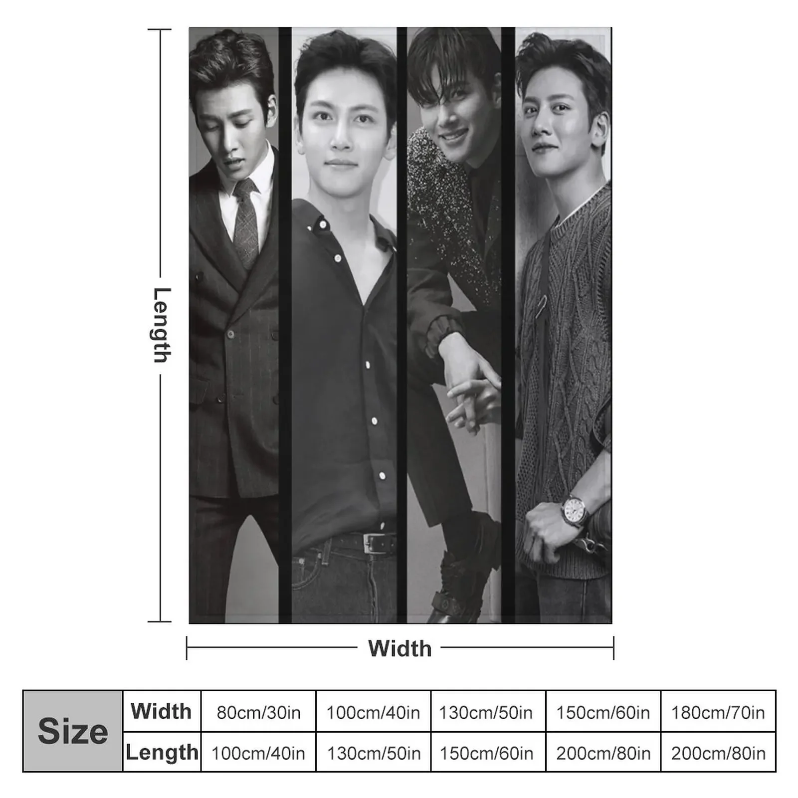 Вертикальное черно-белое одеяло Ji Chang Wook с коллажем милые летние одеяла в клетку