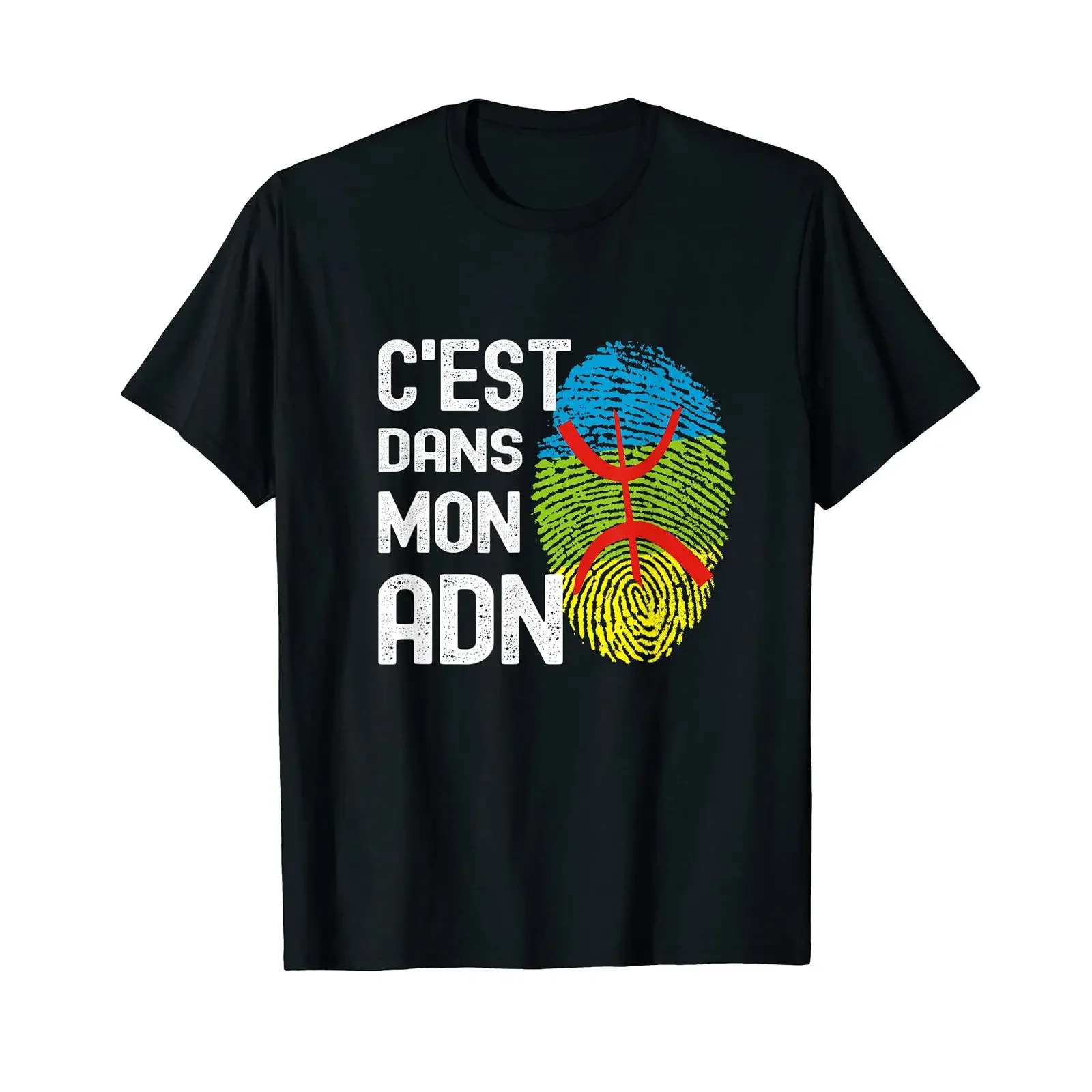 Фото Футболка C'est Dans Mon DNN Berberflagge Amazigh Kabyle Stolz, винтажная, с эффектом потертости, в уличном стиле, для повседневной носки, мягкая №1