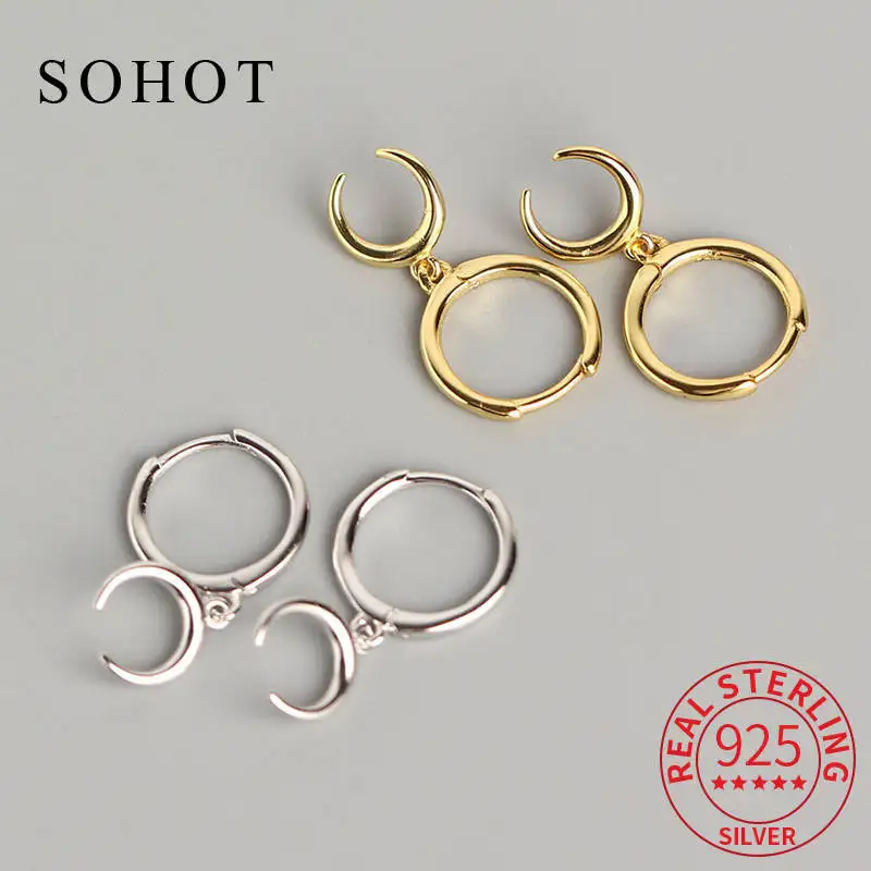 

Серьги-кольца в виде Луны из серебра 925 пробы для женщин