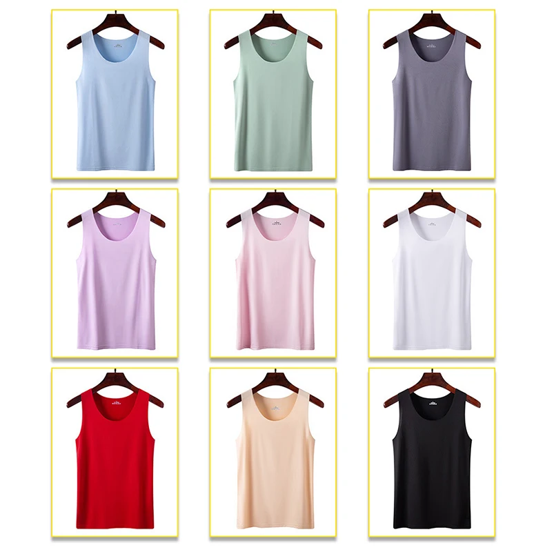 Summer Women's Tank Tops Ice Silk Seamless Underwear Vest TShirt T-shirt Slim Thin Strap Y2k Top For Women Bottoming Undershirt images - 6