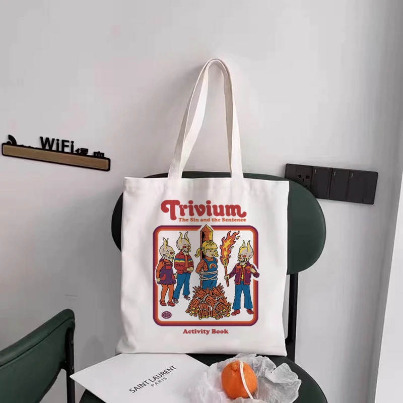 

Scary Evil Demon Death Satanism American Horror Story Tote Bag Unisex Canvas Bags Shopping Bags Printed Casual Shoulder Foldable