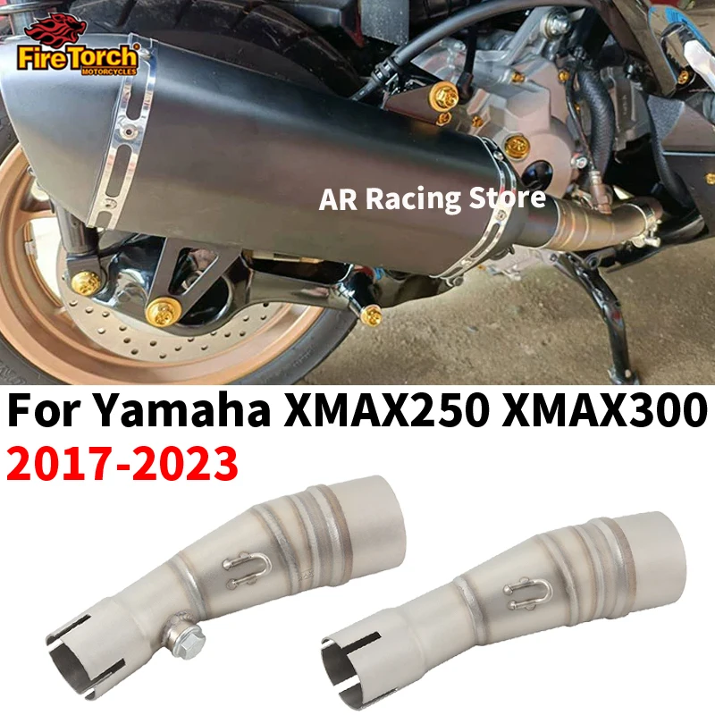 

Для Yamaha XMAX 250 300 XMAX250 XMAX300 2017 - 2023 выхлопная труба мотоцикла, Модифицированная средняя Соединительная труба 51 мм, система глушителя