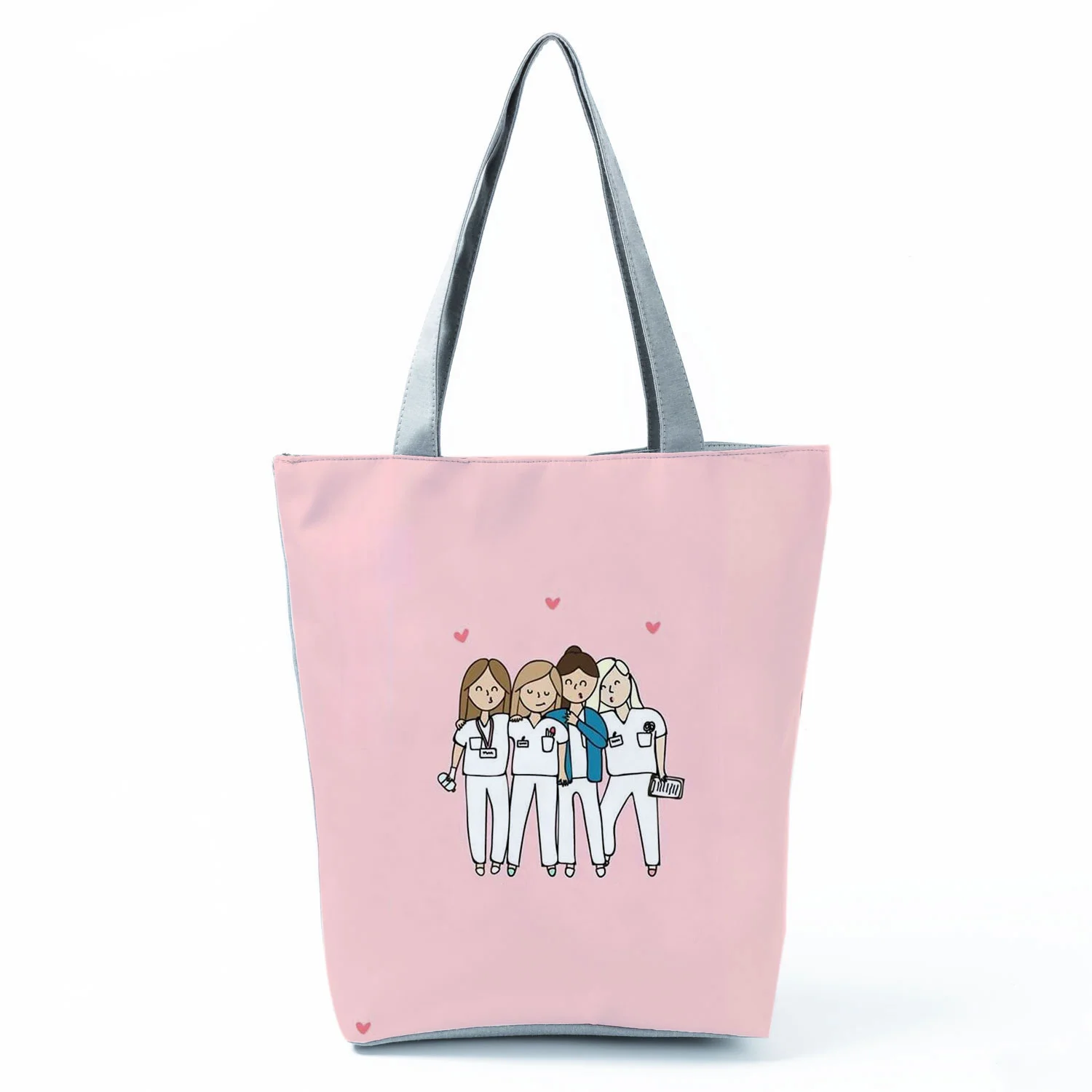 Женская сумка-тоут с принтом Love, универсальная сумка с мультипликационным принтом для медсестер, Экологичная пляжная сумка, вместительные ...