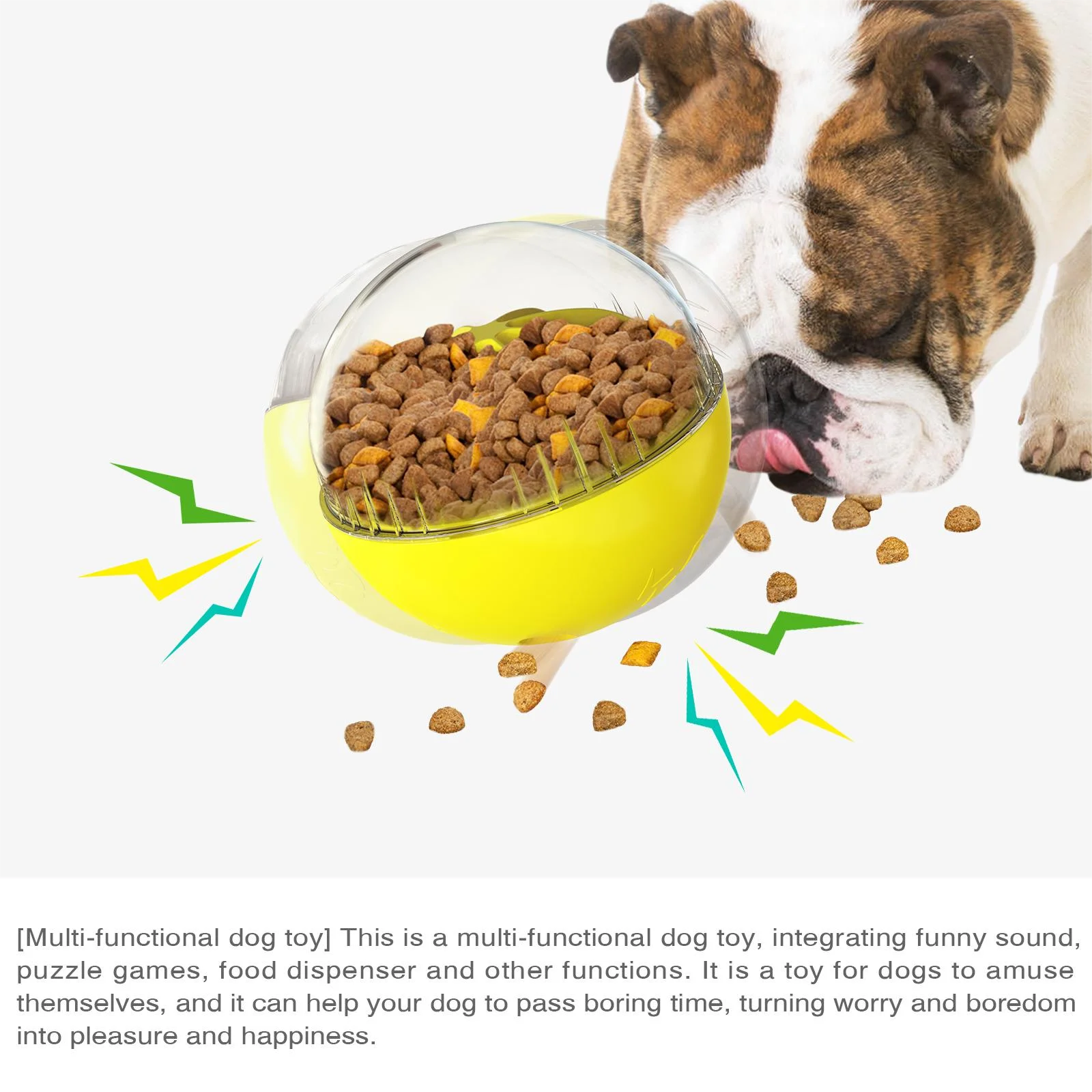 

Interactive Dog Cat Food Treat Dispenser Toy Increases IQ Treat Ball Pets Toys Feed Bowl Dogs Puppy Training Balls Sounding Toy