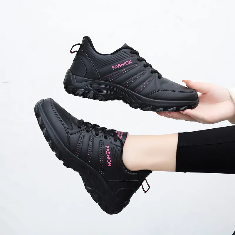 Women Shoes Fashion PU Leather Casual Sneakers Women Waterproof AntiI-Slip Sport Shoes Comfortable Walking Shoes Female Platform