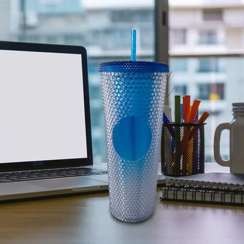 

Durian Cup Without Logo 710ml Coffee Cup Summer Cold Water Mug Tumbler Cup With Straw Diamond Radiant Goddess Cups Dropship