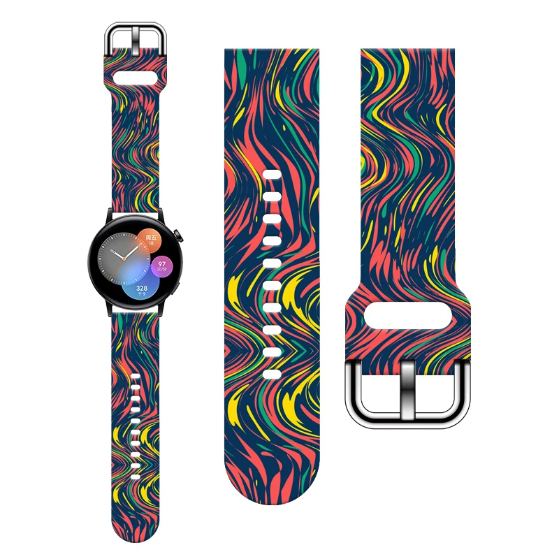 

20mm Strap for Samsung Galaxy Watch 5/4 40mm 44mm 4Classic 42mm 46mm Fashion Curve Printed Band for 5Pro Replaceable Bracelet
