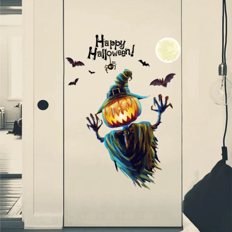 

Halloween Removable Wall Stickers Happy Halloween Background Wall Sticker Window Home Decoration Decal Pegatinas De Pared