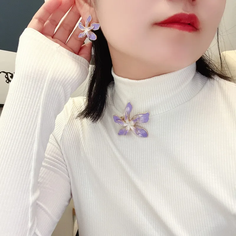 Серьги в стиле бохо с градиентом фиолетовые и белые цветочные серьги инстаграма