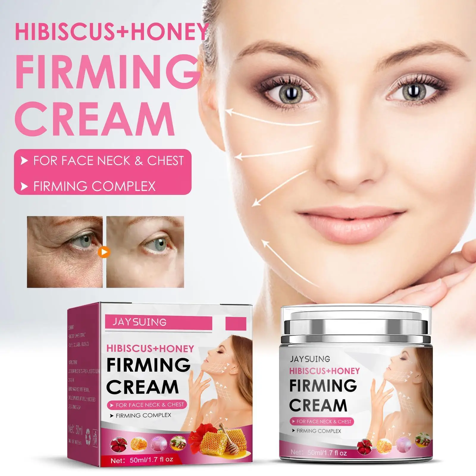

50ml Hibiscus Honey Firming Face Cream Anti Wrinkles Whitening Fine Skin Lotion Moisturizing Neck Care Lighten Anti-Aging L N5F9