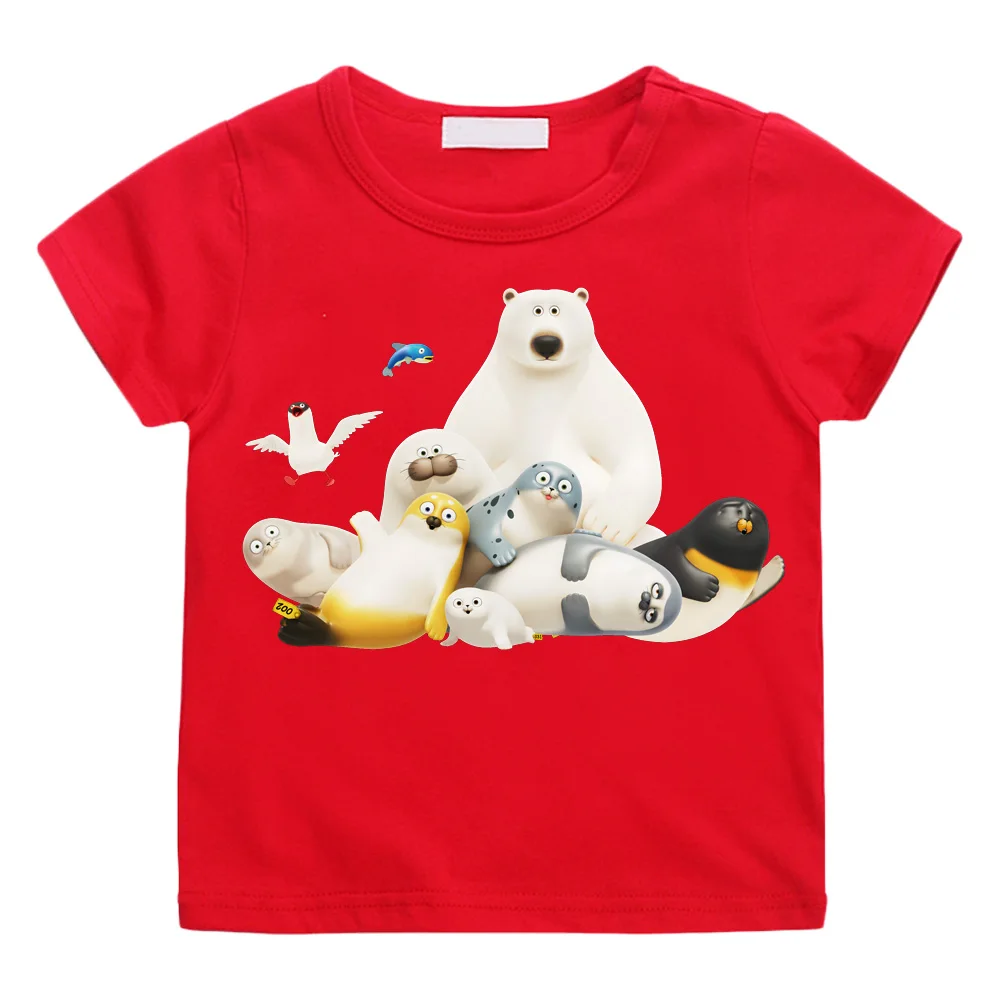 Фото Футболки SEALOOK SHOP с мультяшным принтом, милая футболка из 100% хлопка, детская футболка с круглым вырезом и рисунком для мальчиков и девочек, кавайная футболка №3