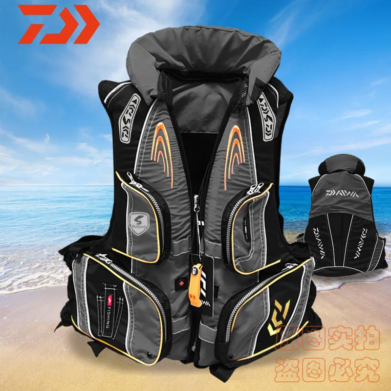 

2022 Fishing Life Jacket Caution Reflected Light Life Jacket Outdoors Vest Multi-pocket High Buoyancy 120 Kg Life Vest