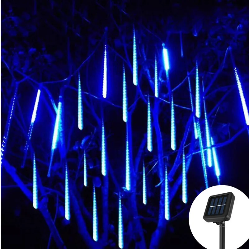 

8 Tube Meteor Shower Rain LED String Lights Fairy Street Garland Christmas Tree Decorations Outdoor Garden AC 220V/Solar Powered