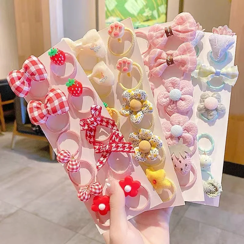 

Children's Rubber Bands Do Not Hurt Hair Accessories Elastic And Good Baby Cute Head Rope Girls Flower Hair Ring Bow Headwear