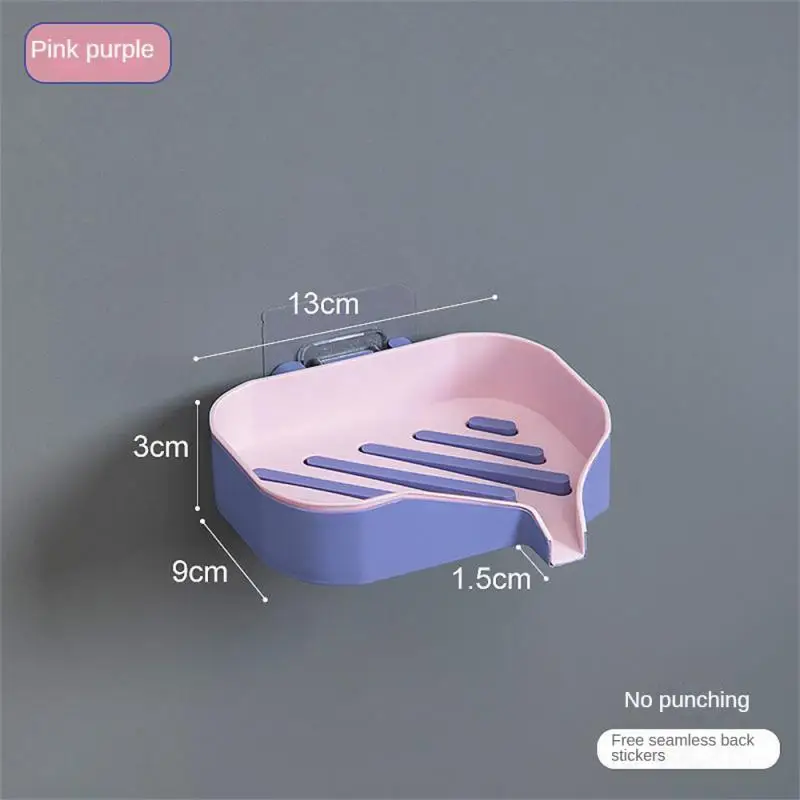 

Double Layer Soap Holder Wall-mounted Soap Box Shelf Punch-Free Soap Box Creative Draining Storage Rack Household Contrast Color
