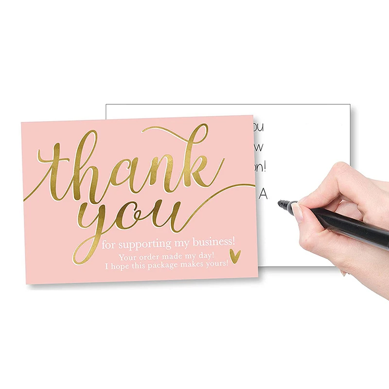 

Pink Thank You for Supporting My Small Business Card Thanks Greeting Card Appreciation Cardstock for Sellers Gift Card