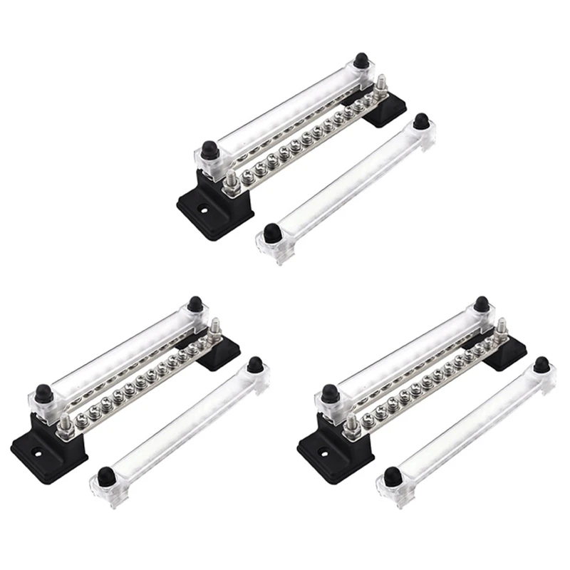 

3X 24 Terminal 150A Bus Bar Cover Ground Distribution Block Cars Boat Marine Power Distribution Terminal Block
