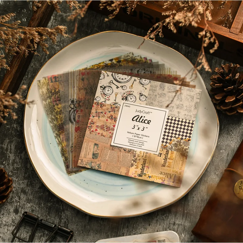 12 листов наклейки в стиле страны чудес винтажные маленькие прозрачные материал