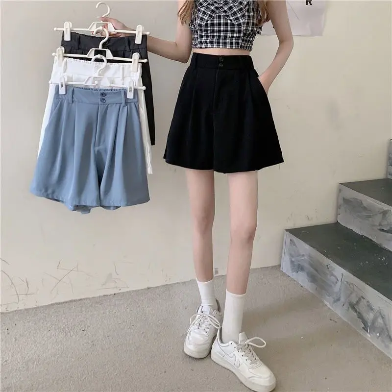 2023 High Waist Casual Loose Shorts Women New Arrival Summer A Line Wide Leg Solid Color All-match Ladies Short Shorts W09