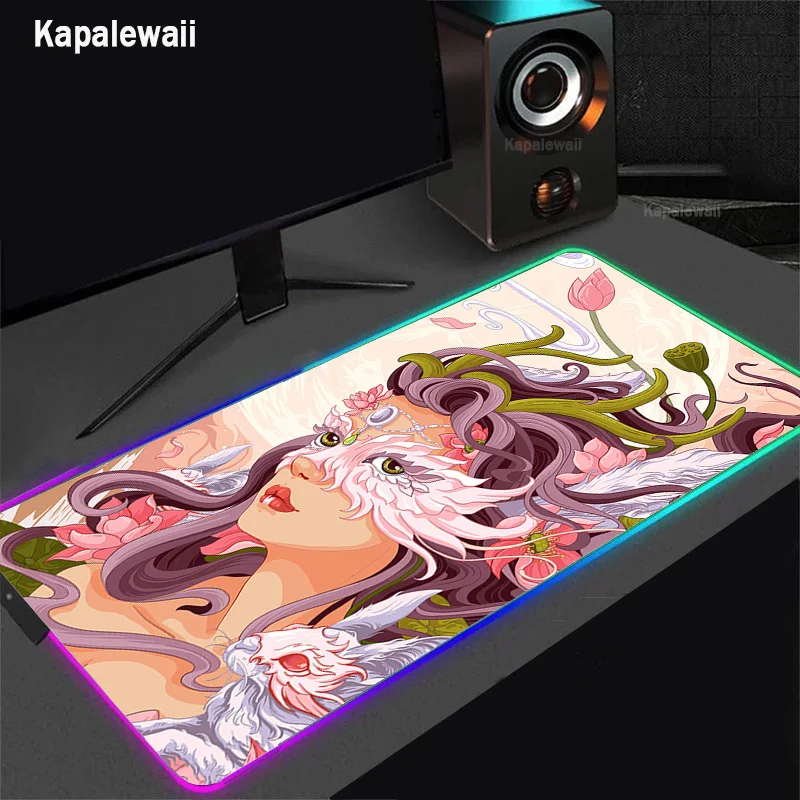 

RGB коврик для мыши для любителей игр HD XXL домашний светодиодный Настольный коврик для клавиатуры под заказ Противоскользящий резиновый офис...