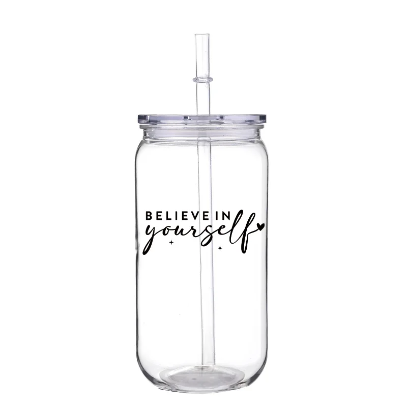 Черные буквы с узором 16 унций печатная чашка для домашних животных соломой