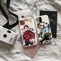 kamado tanjirou demon slayer phone case for iphone 13 12 11 pro max mini xs x xr 6 6s 7 8 plus white candy colors cover