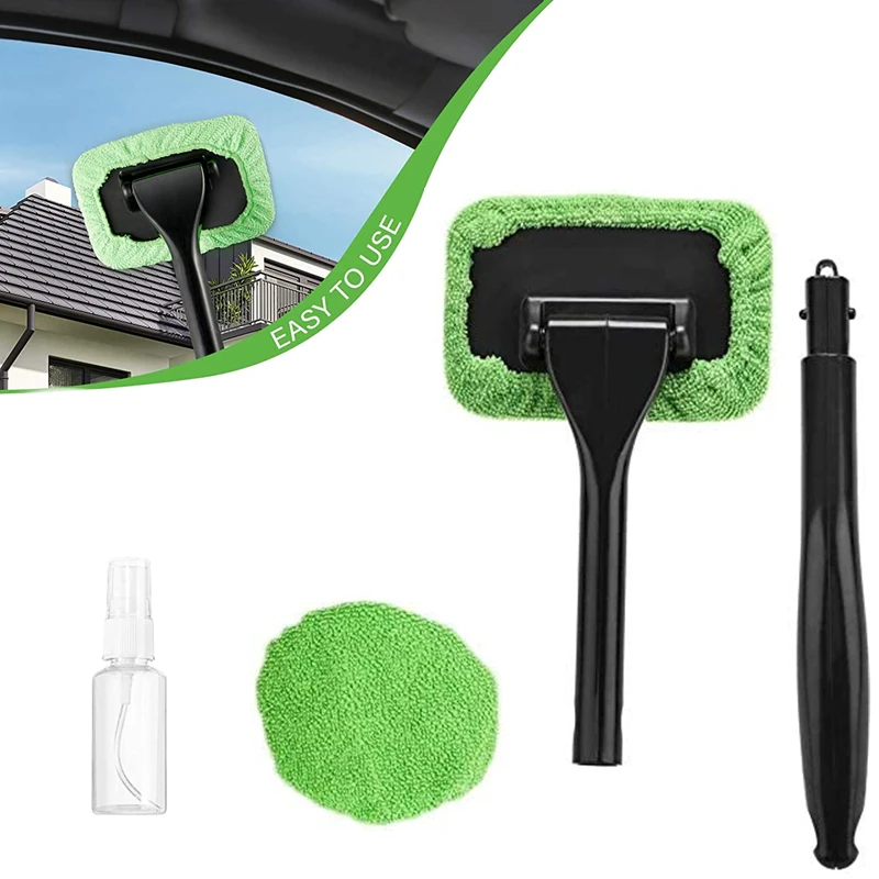 

Car Glass Windows Cleaning Brush Kit Manual Windshield Long Handle Wiper Microfiber Glass Wash Brush Inside Car Glass Defog Tool